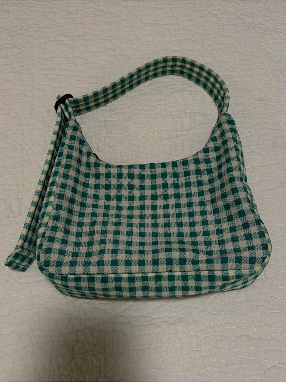 Baggu Green Gingham Mini Nylon Shoulder Bag